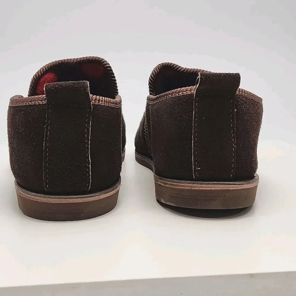 Sioux Mox Slippers Brown Suede Men Sz 11 Blak Red Check Fleece Line Flat Slip-On